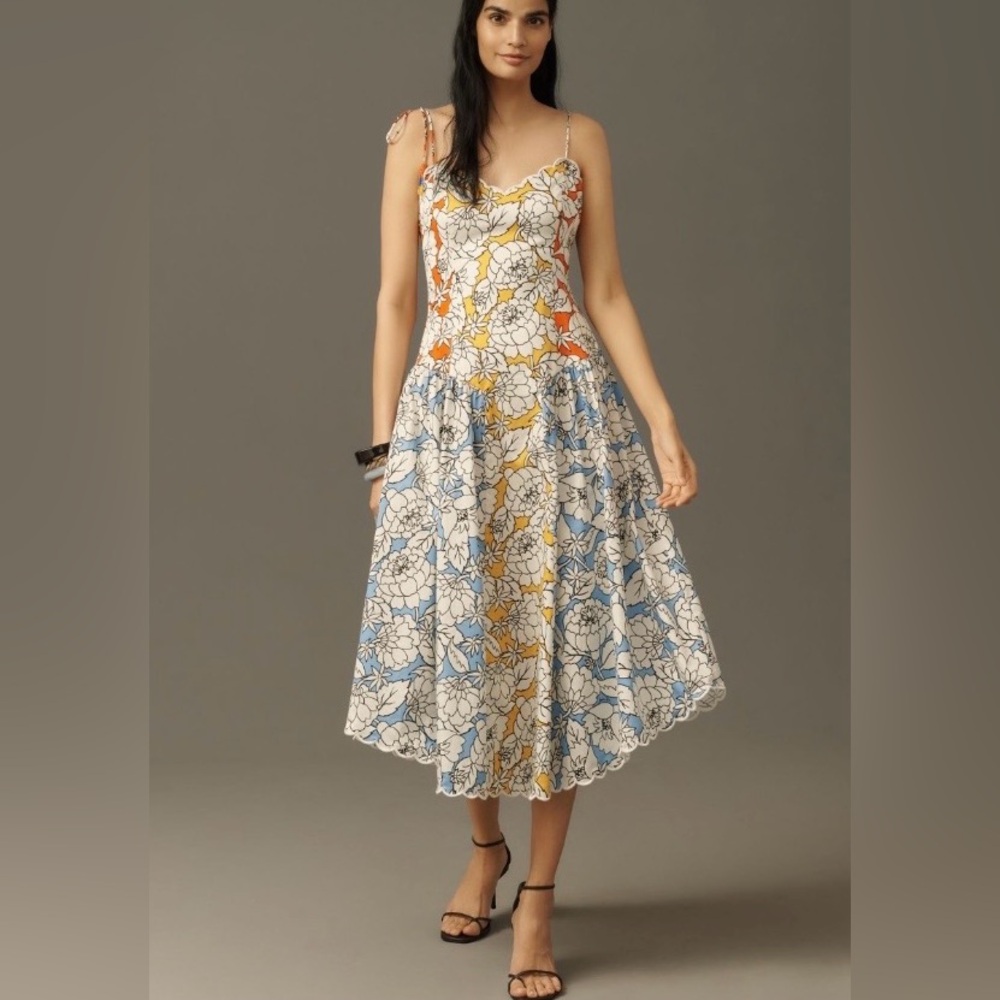 Anthropologie Farm Rio Basque-Waist Midi Dress XL NWT